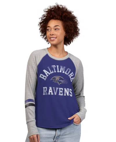 Starter Women's Purple/gray Baltimore Ravens Waffle-knit Raglan Long Sleeve T-shirt In Blue