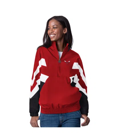 Starter Women's Red Chicago Bulls Renegade Oxford Half-zip Jacket In Multi