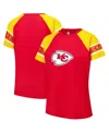 Starter Women's Red Kansas City Chiefs 1st Rounder Color Block Raglan Top In Red