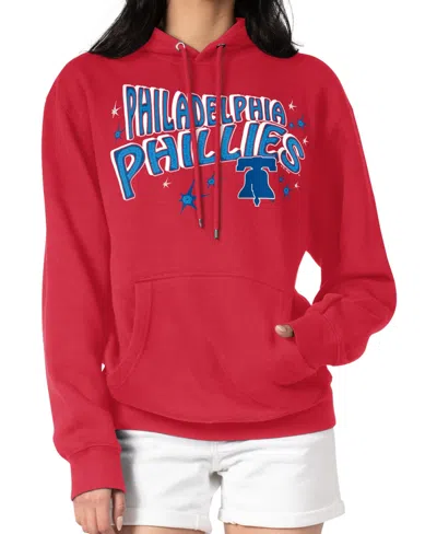 Starter Women's Red Philadelphia Phillies Fireworks Fleece Tri-blend Pullover Hoodie