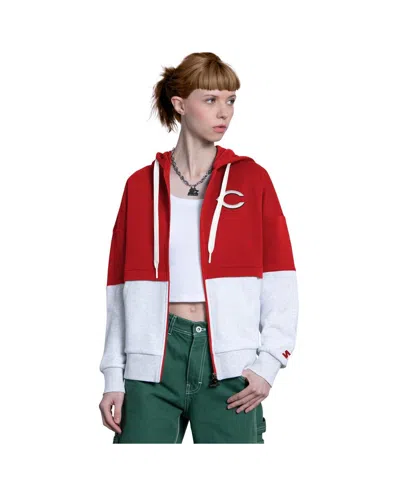 Starter Women's Red/heather Gray Cincinnati Reds Wishbone Full-zip Hoodie