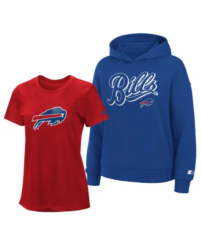 Starter Women's Red/royal Buffalo Bills Hoodie T-shirt Combo Pack In Blue
