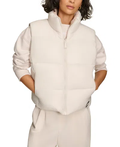 Starter Women's Reversible Zip-front Puffer Vest In Sand Combo
