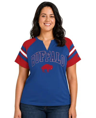 Starter Women's Royal Buffalo Bills Plus Size Throwback Game On Notch Neck Raglan T-shirt