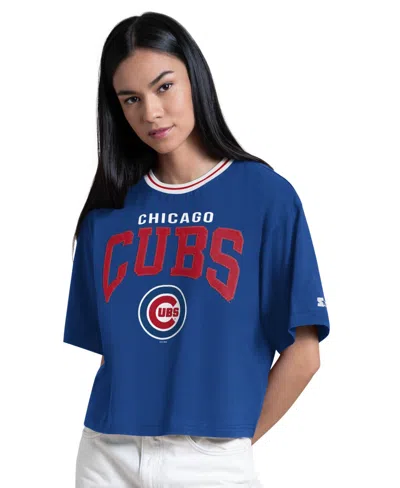 Starter Women's Royal Chicago Cubs Ace Cropped T-shirt In Blue