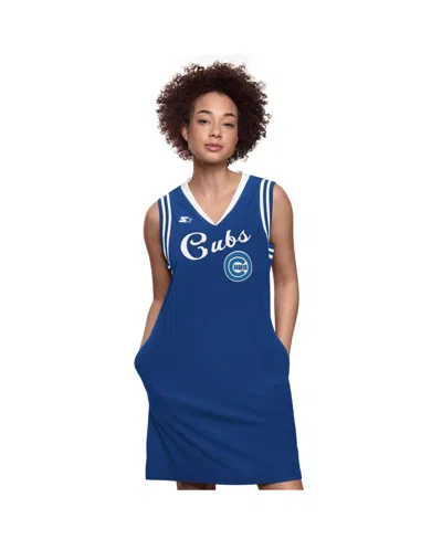 Starter Royal Chicago Cubs Fast Track Sneaker V-neck Dress In Blue