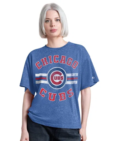 Starter Women's Royal Chicago Cubs Jump Shot Boyfriend Tri-blend T-shirt In Blue