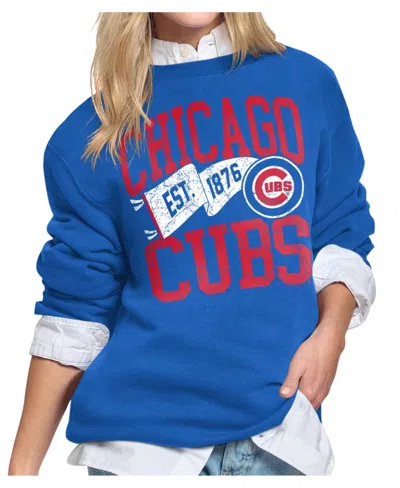 Starter Women's Royal Chicago Cubs Pennant Flag Fleece Sweatshirt
