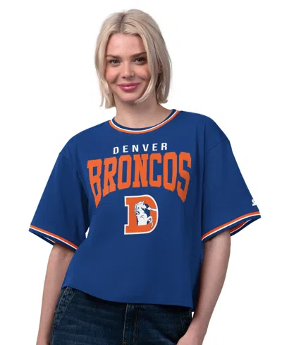 Starter Women's Royal Denver Broncos Ace Cropped T-shirt
