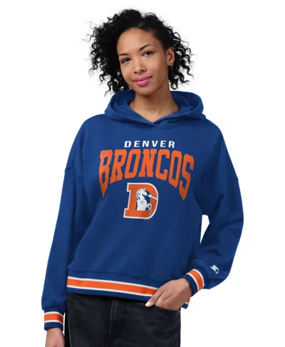 Starter Women's Royal Denver Broncos Vintage Home Plate Hoodie In Blue