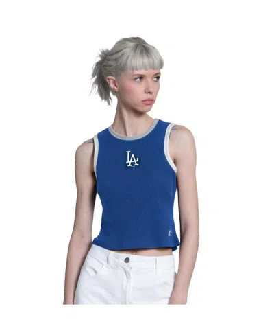 Starter Women's Royal Los Angeles Dodgers Cooperstown Play The Ball Crop Tank Top In Multi