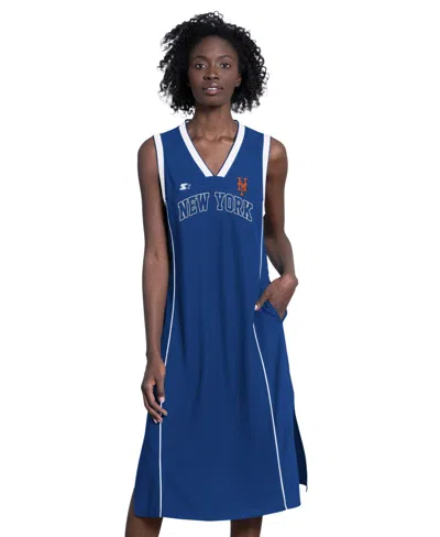 Starter Royal Los Angeles Dodgers Line Up Sneaker Sleeveless Maxi Dress In Blue