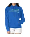 Starter Women's Royal Seattle Seahawks Throwback Groovy Script Pullover Hoodie In Blue