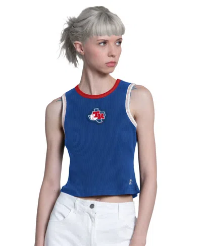 Starter Women's Royal Texas Rangers Cooperstown Play The Ball Crop Tank Top In Blue