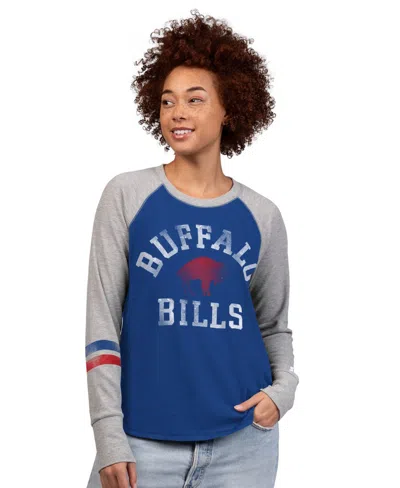 Starter Women's Royal/gray Buffalo Bills Throwback Waffle-knit Raglan Long Sleeve T-shirt