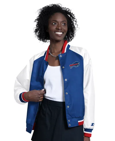 Starter Women's Royal/white Buffalo Bills Raglan Blitz Full-snap Varsity Jacket In Blue