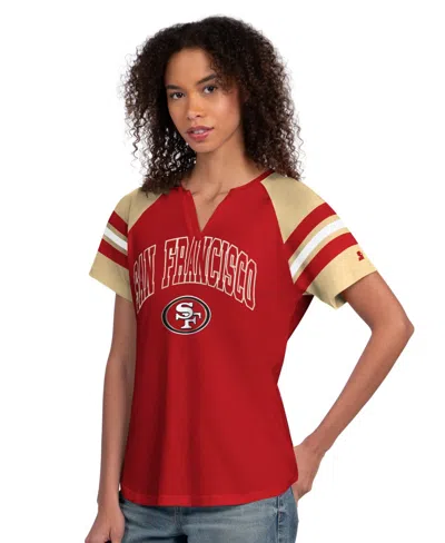 Starter Women's San Francisco 49ers Game On Notch Neck Raglan T-shirt In Red