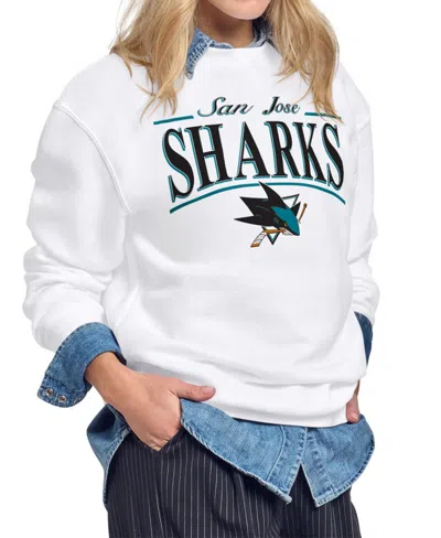Starter Women's San Jose Sharks Crewneck Fleece Sweatshirt In White