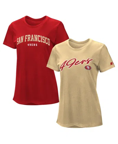Starter Women's Scarlet/gold San Francisco 49ers Combo Pack T-shirt In Red