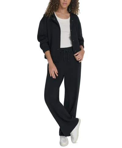 Starter Women's Scuba Solid-color Snap Shacket In Black