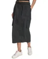 Starter Women's Solid-color Pull-on Midi Cargo Skirt In Black
