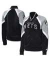 Starter Black Brooklyn Nets Slam Dunk Raglan Full-zip Track Jacket In Black