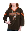 Starter Women's  Brown Cleveland Browns Rally Lace-up 3/4 Sleeve T-shirt In Brown