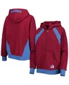 Starter Women's  Burgundy Colorado Avalanche Wishbone Half-zip Hoodie In Burgundy