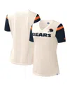 Starter Women's  Cream Chicago Bears Kick Start V-neck T-shirt In Cream