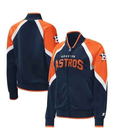 Starter Women's  Navy Houston Astros Touchdown Raglan Full-zip Track Jacket