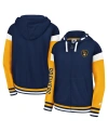 STARTER WOMEN'S STARTER NAVY MILWAUKEE BREWERS HOMESTRETCH FULL-ZIP HOODIE