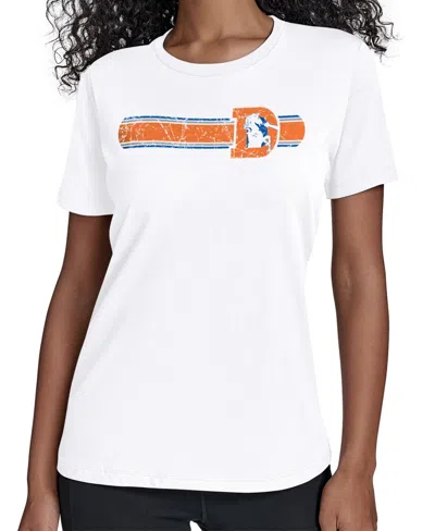 Starter Women's  White Denver Broncos Throwback Team Stripe T-shirt