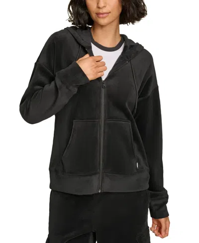 Starter Women's Tech Cord Zip-front Drop-shoulder Hoodie In Black