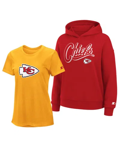 Starter Women's Washington Commanders Screen-print Midweight Hoodie And T-shirt, 2-piece Set In Multi