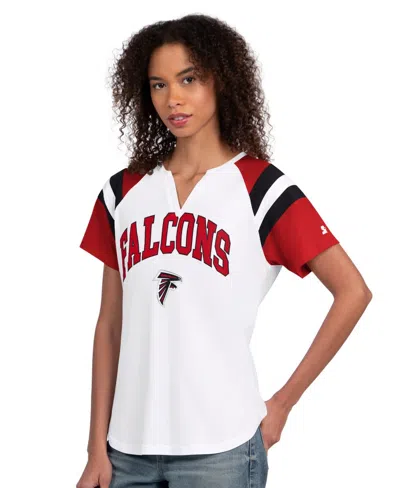Starter Women's White Atlanta Falcons Game On Notch Neck T-shirt