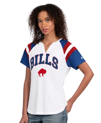 Starter Women's White Buffalo Bills Game On Notch Neck T-shirt In Animal Print