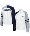 Starter Women's White Dallas Cowboys Curve Ball Raglan Full-zip Track Jacket In White Navy