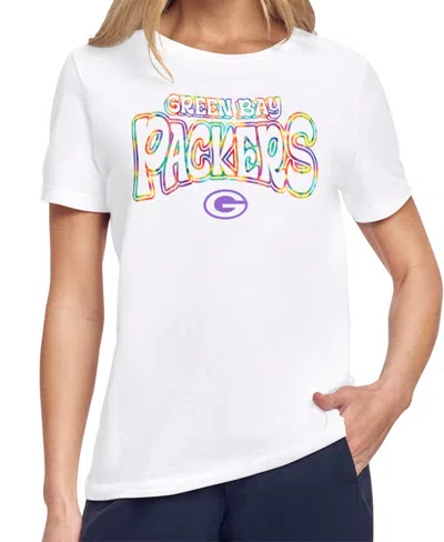 Starter Women's White Green Bay Packers Kaleidoscope Kickoff T-shirt