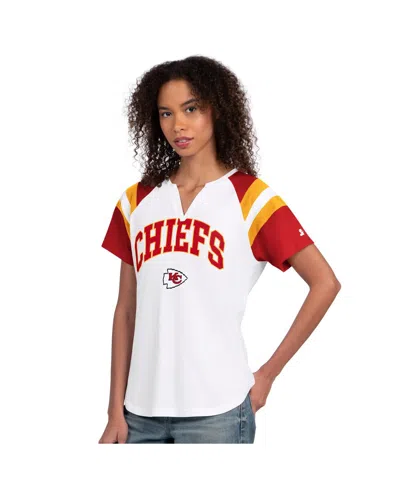Starter Women's White Kansas City Chiefs Game On Notch Neck T-shirt