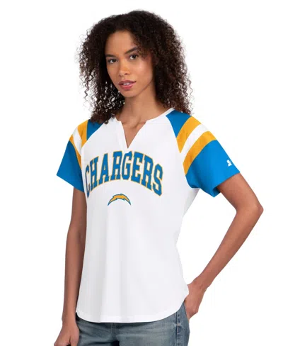 Starter Women's White Los Angeles Chargers Game On Notch Neck T-shirt