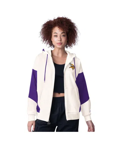 Starter Women's White Minnesota Vikings Scrimmage Full-zip Hoodie In Purple
