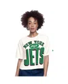 Starter White New York Jets Throwback Play The Ball Boxy Cropped T-shirt In Blue