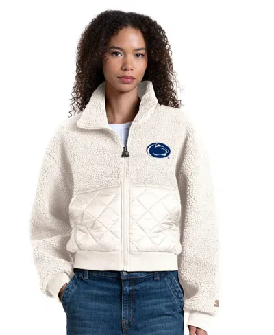 Starter Women's White Penn State Nittany Lions Journeyman Sherpa Full-zip Jacket In Neutral