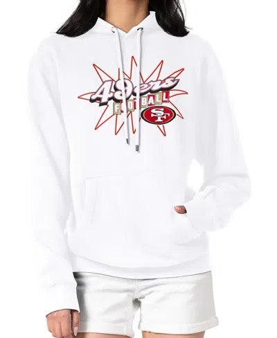Starter Women's White San Francisco 49ers Drive-in Sign Pullover Hoodie In Black