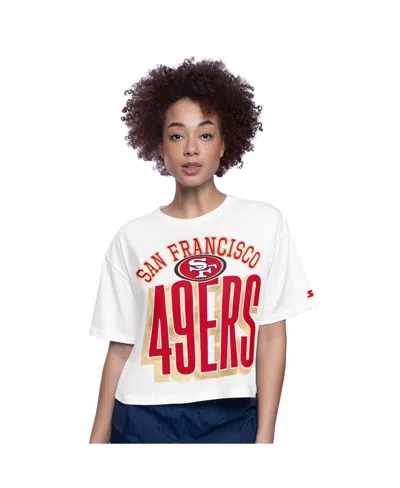 Starter White San Francisco 49ers Play The Ball Boxy Cropped T-shirt