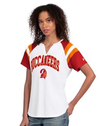 Starter Women's White Tampa Bay Buccaneers Game On Notch Neck T-shirt In Multi