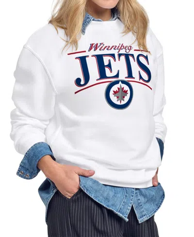 Starter Women's White Winnipeg Jets Arch Stripe Fleece Sweatshirt