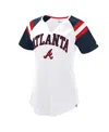 Starter Women's White/navy Atlanta Braves Game On Notch Neck Raglan T-shirt In White,navy