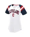 Starter Women's White/navy Cleveland Guardians Game On Notch Neck Raglan T-shirt In White,navy