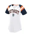 Starter Women's White/black San Francisco Giants Game On Notch Neck Raglan T-shirt In White,navy